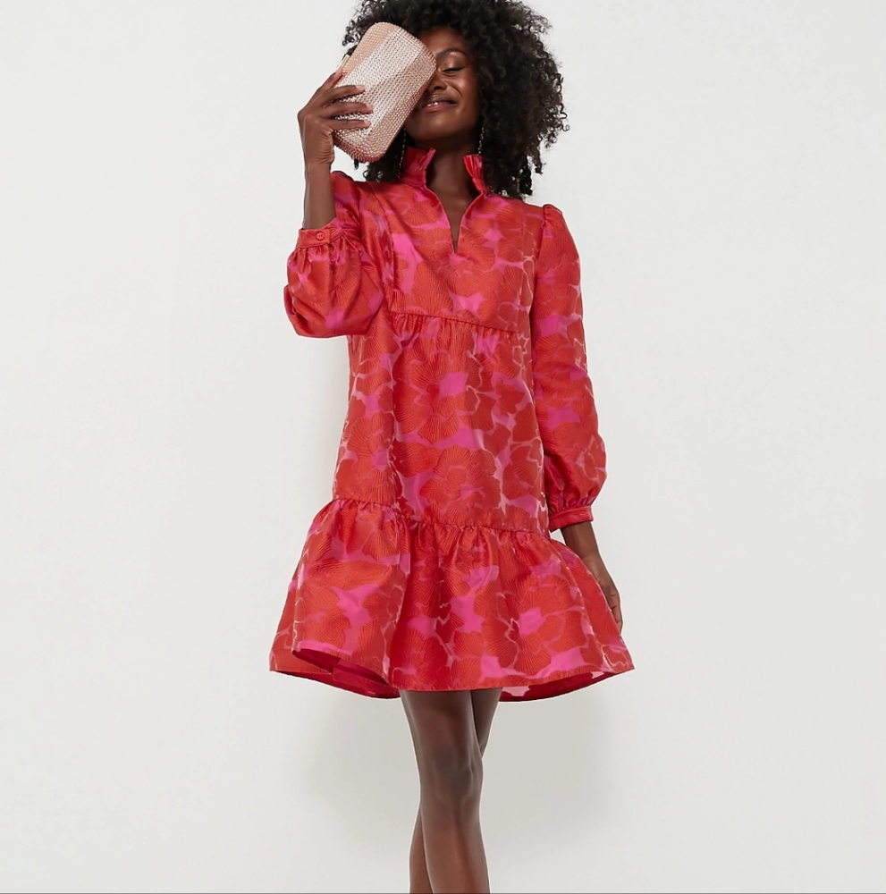 Tuckernuck pink orange brocade Palmerston Dress medium